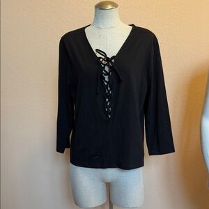Forever 21 Black Lace-Up Blouse